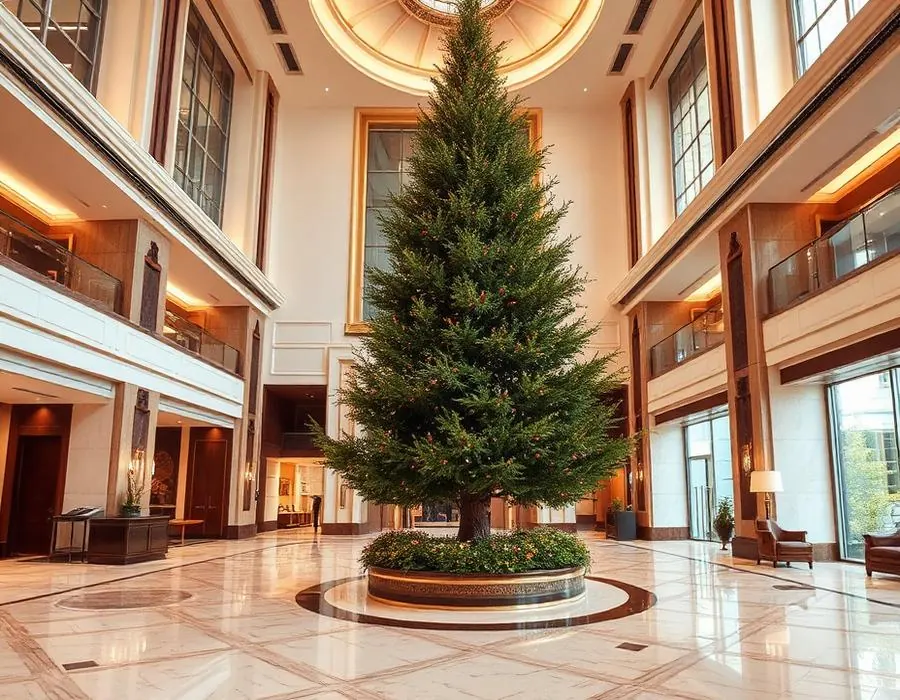 Large-scale artificial greenery in a commercial interior